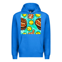 True Royal softball glove and hotdog seamless pattern Premium Hoodie - BundleAndBundleShop