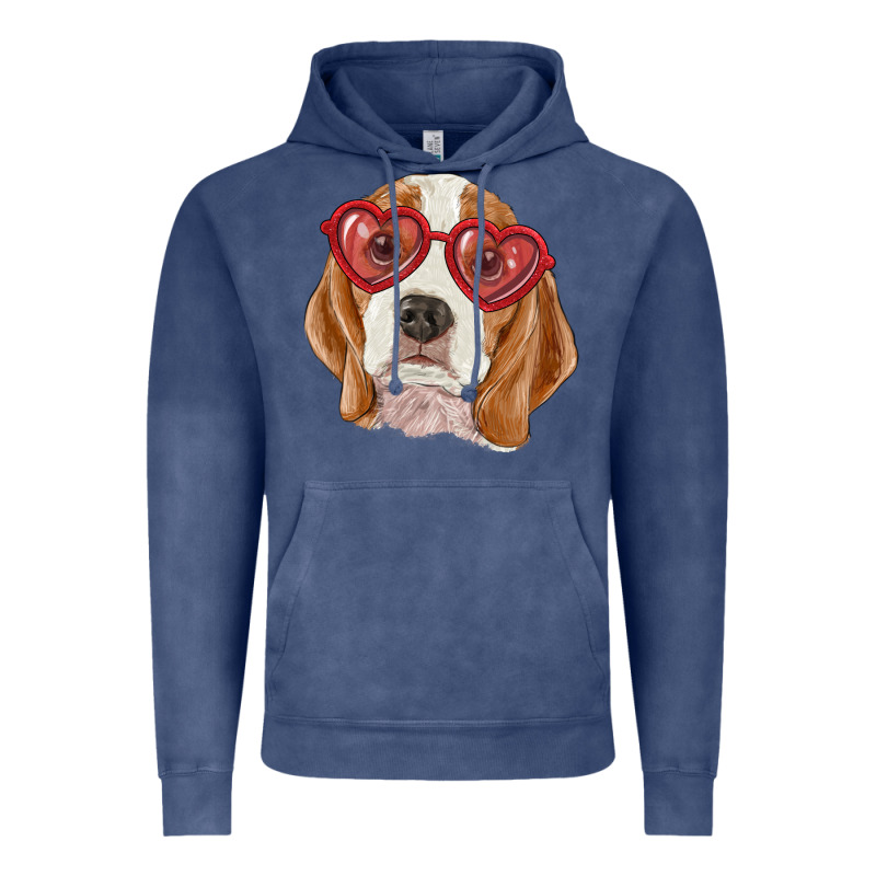 Beagle With Love Glasses Vintage Hoodie by RanaPortraitStore | Teevron