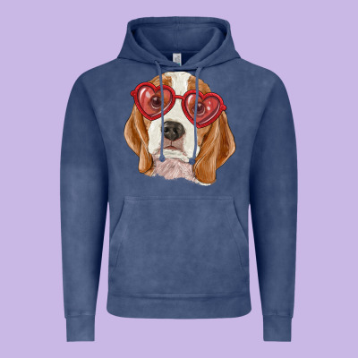 Vintage Hoodie beagle with love glasses