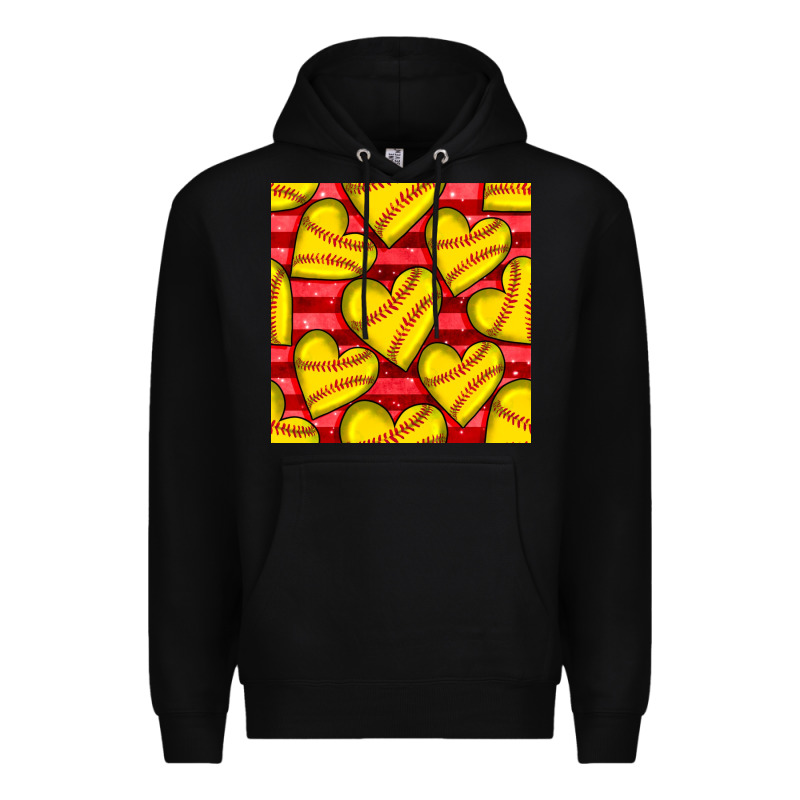 Softball Hearts Seamless Pattern Premium Hoodie by BundleAndBundleShop | Teevron