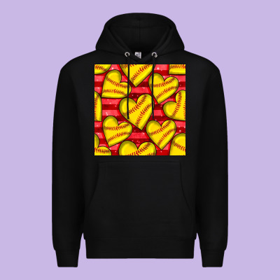 Softball Hearts Seamless Pattern Premium Hoodie Designed By Bundleandbundleshop