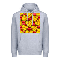 Heather Grey softball hearts seamless pattern Premium Hoodie - BundleAndBundleShop