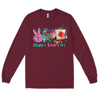 Burgundy peace love art   ado Long Sleeve Tee - AdoDesignShop