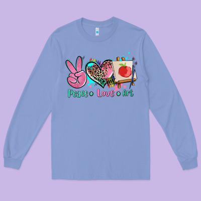 Peace Love Art   Ado Long Sleeve Tee Designed By Adodesignshop