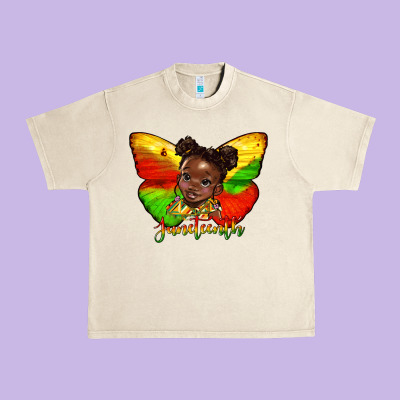 Juneteenth Butterfly Black Girl Urban Heavy Tee Designed By Hra Design Shop