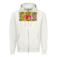 Oatmeal Heather love and sunflower with pen and apple license plate template Zipper Hoodie - Artiststas