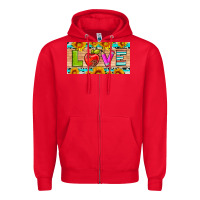 Red love and sunflower with pen and apple license plate template Zipper Hoodie - Artiststas