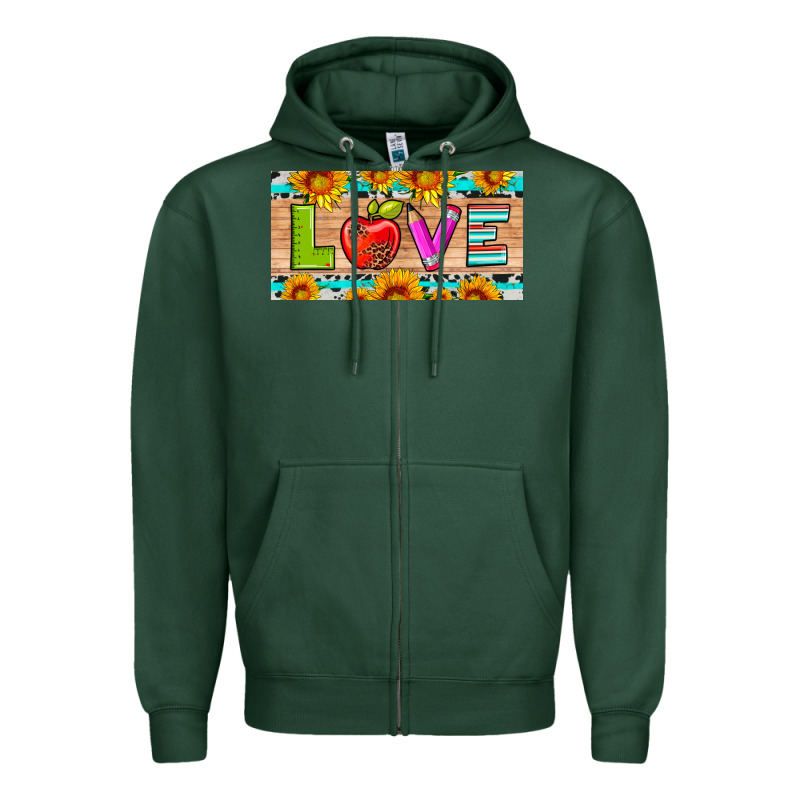 Love And Sunflower With Pen And Apple License Plate Template Zipper Hoodie by Artiststas | Teevron