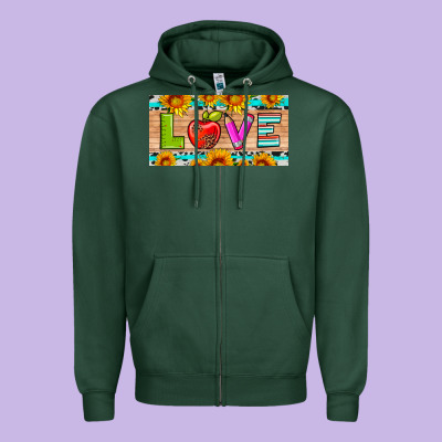 Love And Sunflower With Pen And Apple License Plate Template Zipper Hoodie Designed By Artiststas