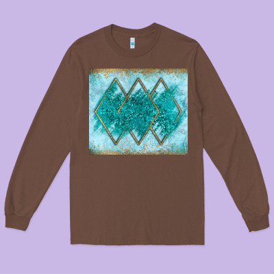 Turquoise Glitter Long Sleeve Tee Designed By Jahusdesignshop