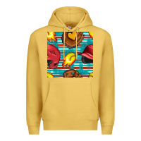 Antique Gold softball helmet and glove with serape seamless pattern Premium Hoodie - BundleAndBundleShop