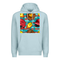 Blue Mist softball helmet and glove with serape seamless pattern Premium Hoodie - BundleAndBundleShop
