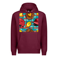 Burgundy softball helmet and glove with serape seamless pattern Premium Hoodie - BundleAndBundleShop