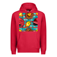 Cardinal softball helmet and glove with serape seamless pattern Premium Hoodie - BundleAndBundleShop