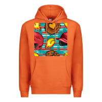 Carrot softball helmet and glove with serape seamless pattern Premium Hoodie - BundleAndBundleShop