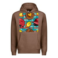 Chestnut softball helmet and glove with serape seamless pattern Premium Hoodie - BundleAndBundleShop