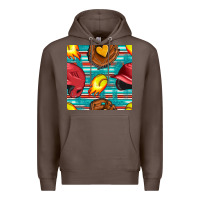 Coffee softball helmet and glove with serape seamless pattern Premium Hoodie - BundleAndBundleShop