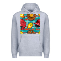 Heather Grey softball helmet and glove with serape seamless pattern Premium Hoodie - BundleAndBundleShop