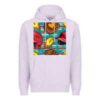 Lilac softball helmet and glove with serape seamless pattern Premium Hoodie - BundleAndBundleShop