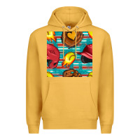 Mustard softball helmet and glove with serape seamless pattern Premium Hoodie - BundleAndBundleShop