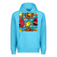 Ocean Blue softball helmet and glove with serape seamless pattern Premium Hoodie - BundleAndBundleShop