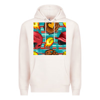 Pale Pink softball helmet and glove with serape seamless pattern Premium Hoodie - BundleAndBundleShop