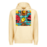 Pina Colada softball helmet and glove with serape seamless pattern Premium Hoodie - BundleAndBundleShop