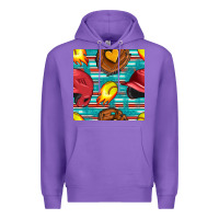 Purple softball helmet and glove with serape seamless pattern Premium Hoodie - BundleAndBundleShop