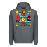 Rock softball helmet and glove with serape seamless pattern Premium Hoodie - BundleAndBundleShop
