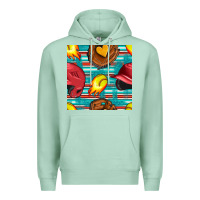 Seafoam softball helmet and glove with serape seamless pattern Premium Hoodie - BundleAndBundleShop