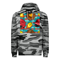 Slate Camo softball helmet and glove with serape seamless pattern Premium Hoodie - BundleAndBundleShop