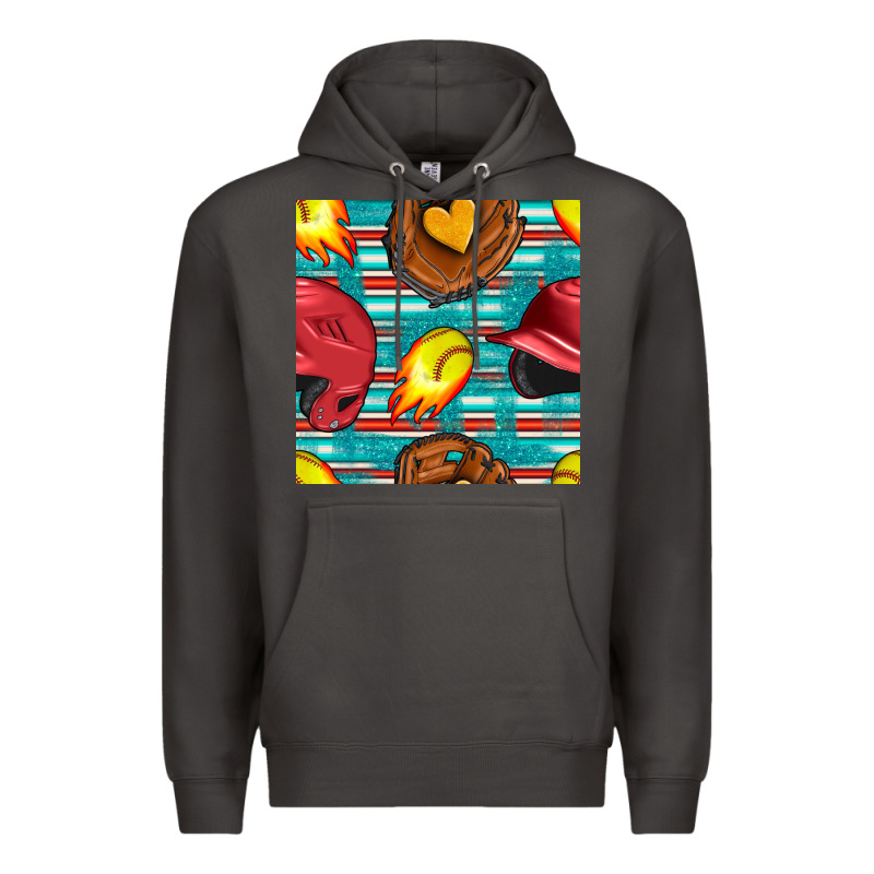 Softball Helmet And Glove With Serape Seamless Pattern Premium Hoodie by BundleAndBundleShop | Teevron