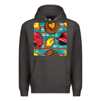 Smoke softball helmet and glove with serape seamless pattern Premium Hoodie - BundleAndBundleShop