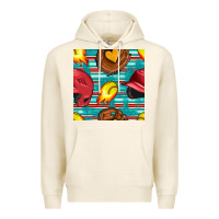 Tofu softball helmet and glove with serape seamless pattern Premium Hoodie - BundleAndBundleShop