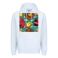 White softball helmet and glove with serape seamless pattern Premium Hoodie - BundleAndBundleShop