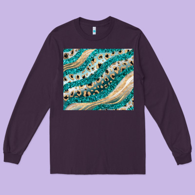 Turquoise Glitter Long Sleeve Tee Designed By Jahusdesignshop