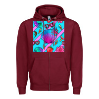 Burgundy sea shell Zipper Hoodie - BundleAndBundleShop