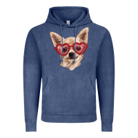 Chihuahua Dog With Love Glasses Vintage Hoodie | Teevron
