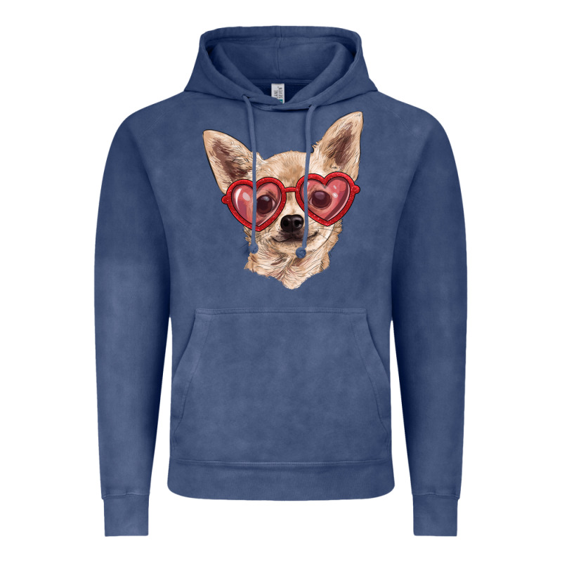 Chihuahua Dog With Love Glasses Vintage Hoodie by RanaPortraitStore | Teevron