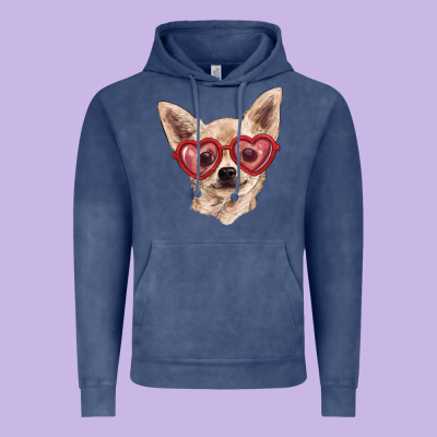 Vintage Hoodie chihuahua dog with love glasses