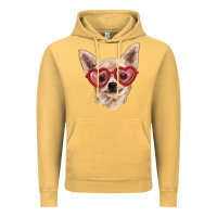 Vintage Mustard chihuahua dog with love glasses Vintage Hoodie - RanaPortraitStore