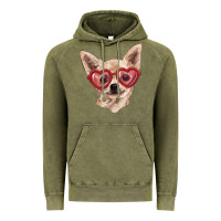 Vintage Olive chihuahua dog with love glasses Vintage Hoodie - RanaPortraitStore