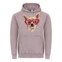 Vintage Zinc chihuahua dog with love glasses Vintage Hoodie - RanaPortraitStore