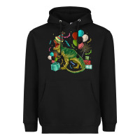 Black party t rex Heavyweight Hoodie - MaliasSmallBusiness