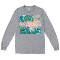 Heather Grey turquoise glitter Long Sleeve Tee - JahusDesignShop