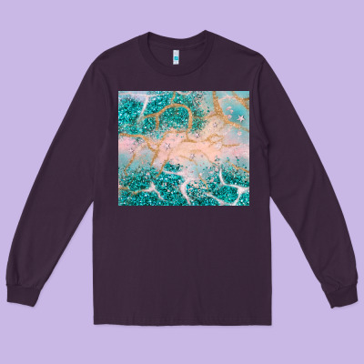 Turquoise Glitter Long Sleeve Tee Designed By Jahusdesignshop