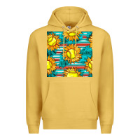 Antique Gold softball sunflowers with serape seamless pattern Premium Hoodie - BundleAndBundleShop