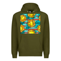 Army Green softball sunflowers with serape seamless pattern Premium Hoodie - BundleAndBundleShop