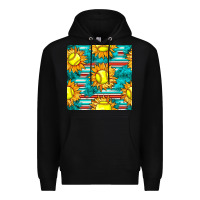 Black softball sunflowers with serape seamless pattern Premium Hoodie - BundleAndBundleShop