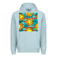 Blue Mist softball sunflowers with serape seamless pattern Premium Hoodie - BundleAndBundleShop
